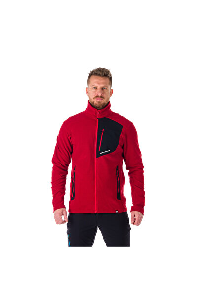NORTHFINDER Men's trekking melange fleece sweatshirt Bellamy darkred