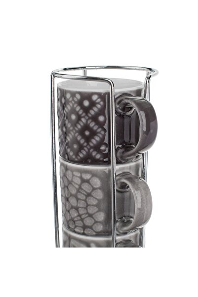 OEM New Bone Gray Mug Set with Metal Stand 100ml