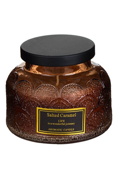 OEM Lumanare Decorativa Maro cu Doua Fitiluri in Borcan Rotund cu Capac Negru...