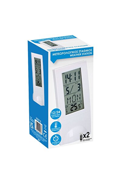 OEM White Weather Station with Clock 6.5x6x14.5cm