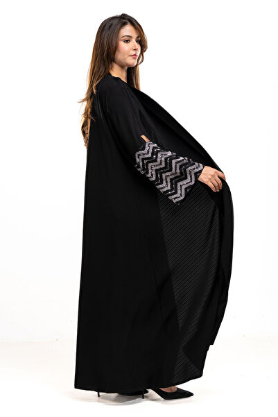 Hasnaa Abaya عباية ريانه مطرزة باللون الرمادي الغامق