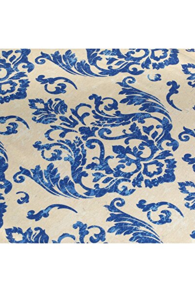 OEM Fata de Masa de Vara Bej cu Model Albastru Baroc 180x140cm