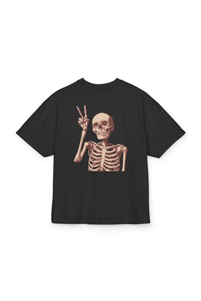 LORVEX Υπερμεγέθη Unisex Βαμβακερό T-shirt με στάμπα – Σχέδιο ΣΚΕΛΕΤΟΣ