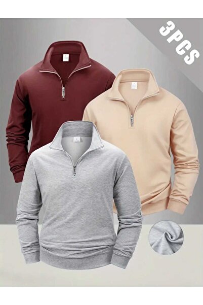 blackbonds 3 LU Hanorac unisex supradimensionat cu guler înalt și fermoar, cu...