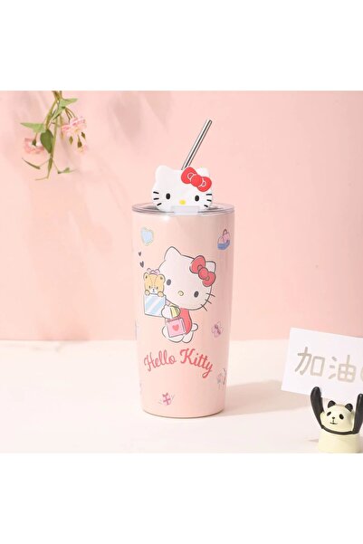 SANRIO Hello Kitty Heat Resistant Mug with Lid, 600ml, Pink