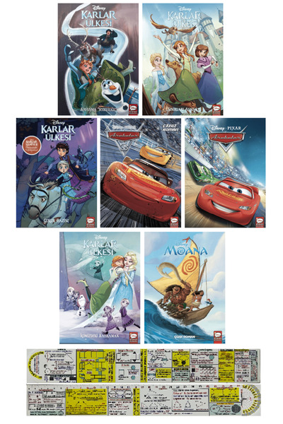 Beta Yayınları Disney Arabalar-Karlar Ülkesi-Moana 7'li Çizgi Roman Seti + Ma...