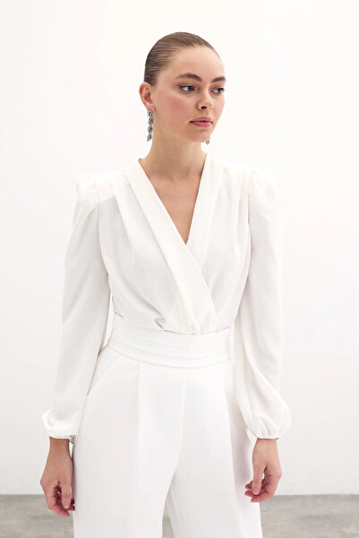 Sateen Φόρμα με διπλό στήθος εκρού με επένδυση