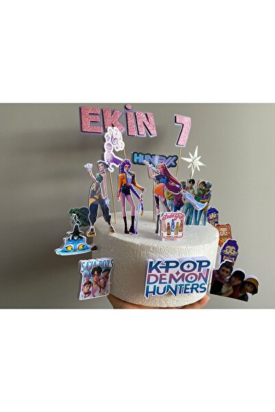 nerisdesign K-Pop Temalı 3D Cake Topper – Doğum Günü Pasta Süsü (18 Parça Set)