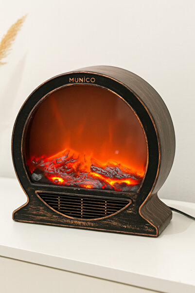 Munico Şömine LED’li Lamba Model 30x30 cm Vintage Tasarım, Gerçekçi Alev Efek...