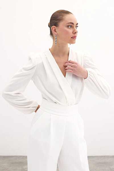 Sateen Φόρμα με διπλό στήθος εκρού με επένδυση