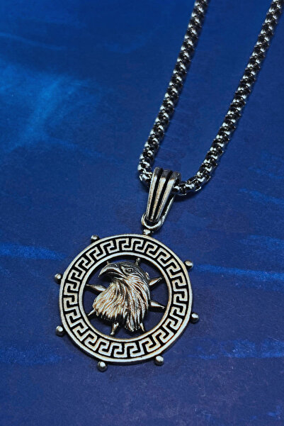 Begondio Kartal Figürlü El İşçiliği 925 Ayar Gümüş Erkek Kolye