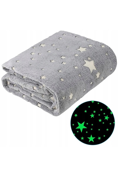 zola Fluffy blanket with phosphorescent inserts, soft and pleasant, star pattern, 150x200 cm, gray