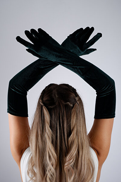 Hayalperest boncuk Long Velvet Evening Dress Gloves Party Prom Wedding Accessory