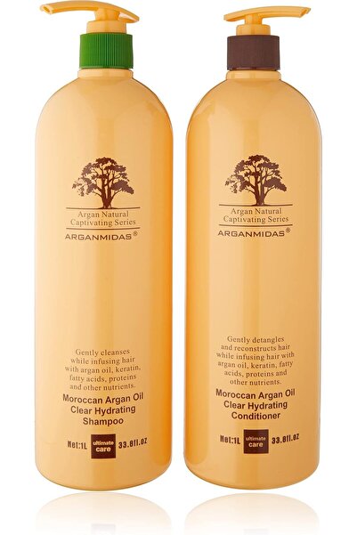Arganmidas Argan Midas Set of 2 - Moroccan Oil Clear Hydrating Shampoo and Conditioner 2 Pack, 1L each
