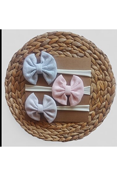 Panowill Design Baby Girl Big Bow Headband Set - Pink-Lilac-Grey