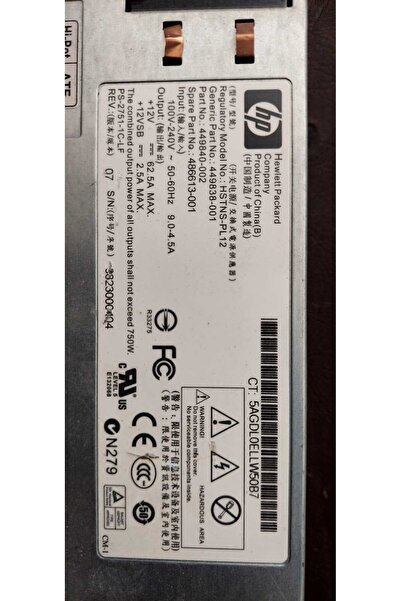 KYNC DL180 DL185 HSTNS-PL12 750W 12V 62.5A 454353-001 449840-001 449838-001 4...