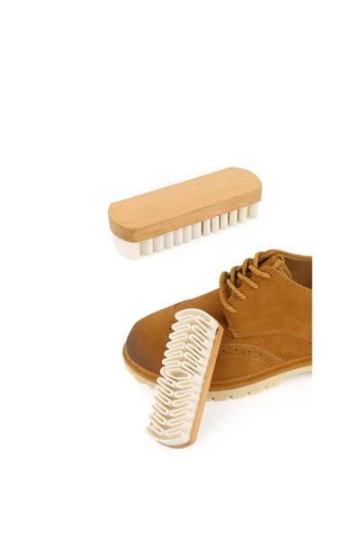 zola Perie de curățat încălțăminte pentru pantofi din piele întoarsă și nubuc, mâner din lemn, material cauciucat, 12,5x4,2x3 cm