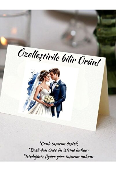 izmirdenet 10 Adet Davetiye , Düğün Nişan Davet Masa Kartı, Hoşgediniz Kartı