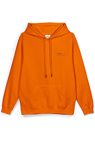 Overoz Πίσω μέρος με τύπωμα με κουκούλα oversized Φούτερ Πορτοκαλί Φούτερ με κουκούλα H1393