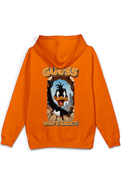 Overoz Πίσω μέρος με τύπωμα με κουκούλα oversized Φούτερ Πορτοκαλί Φούτερ με κουκούλα H1393