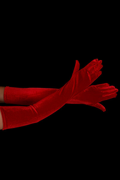 Hayalperest boncuk Long Velvet Evening Dress Gloves Party Prom Wedding Accessory
