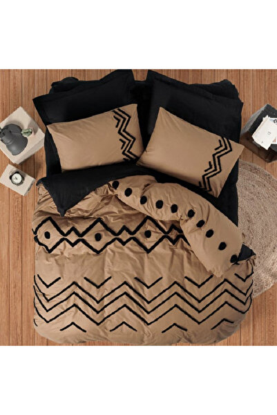 Talis Elio Double Puff Bed Linen Black, 100% Cotton