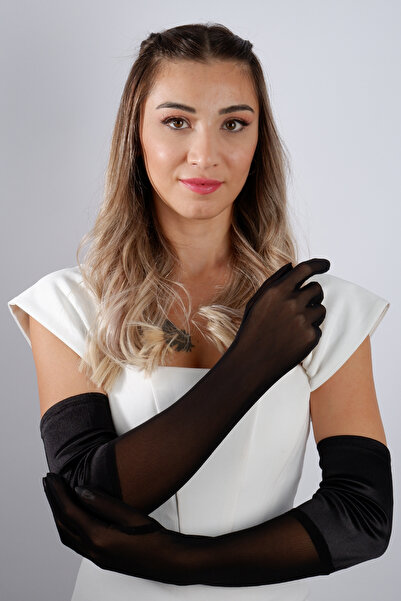 Hayalperest boncuk Long Satin Tulle Shiny Evening Dress Gloves Party Prom Wedding Gloves Accessory