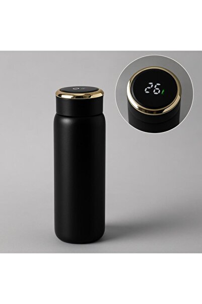 Halk Kitabevi 500 ml Black Thermos with Handle and Degree Indicator