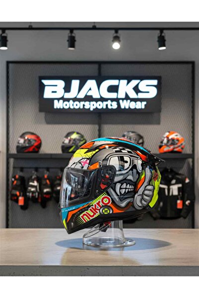 Nukrotech Nukro B-506 Kong Black Red Yellow Kask – ECE 22.06 Sertifikalı, Haf...