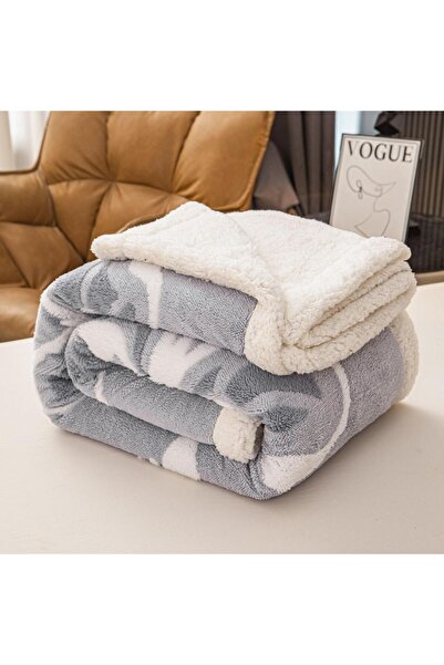 JOJO HOME 3D butterfly blanket, with fur, cocolino, 200x230cm, Light Grey