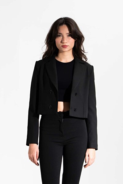 roibyardaözmen Double-Breasted, Short Jacket-Black
