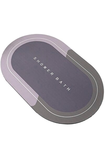 zola Oval bath mat, Zola, non-slip, 60x40 cm, grey/purple