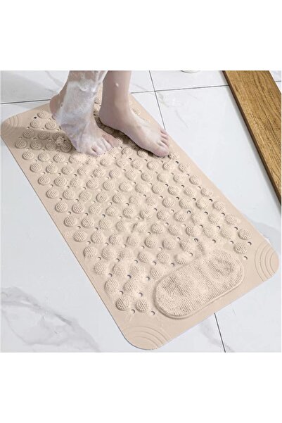 zola Non-slip bath and shower mat, foot massage, suction cup attachment, cream, 36 x 69 cm