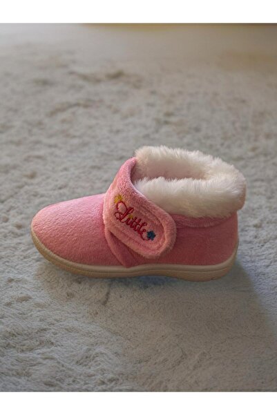 GEZER Kız Bebek Çocuk Kışlık Pembe Cırtlı Okul Kreş Panduf Ayakkabı