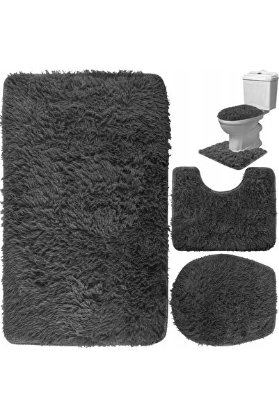 zola Bathroom carpet set, 3 pieces, fluffy, non-slip, 81.5 x 49.5 cm/ 49.5 x 39.5cm/ 41 x 43.7cm