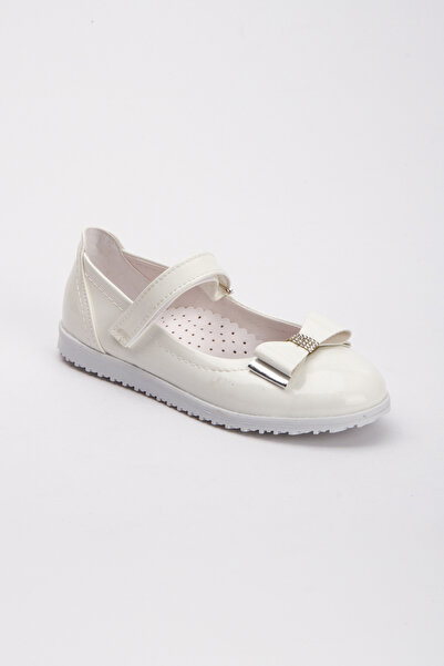 TAKI DERYASI Off-White Non-Slip Sole Holiday Children's Ballerinas