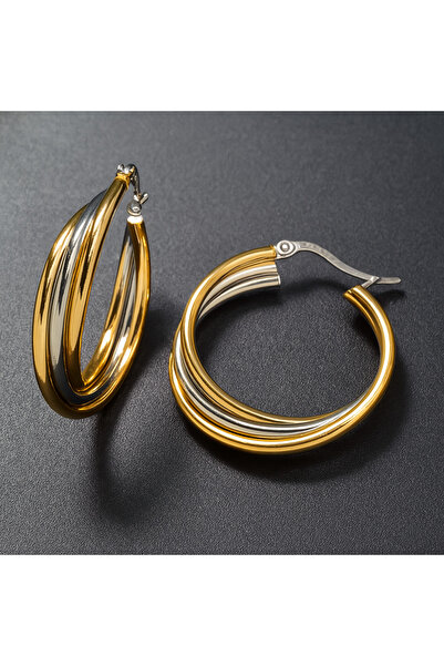 Z&T ACCESORIES أقراط دائرية من الفولاذ المتغير اللون