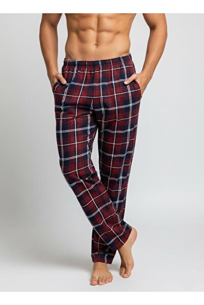 Mutlu City High Quality Cotton Men's Plaid Pajama Bottoms with Pockets 1485