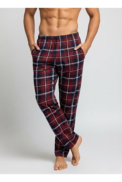 Mutlu City High Quality Cotton Men's Plaid Pajama Bottoms with Pockets 1485