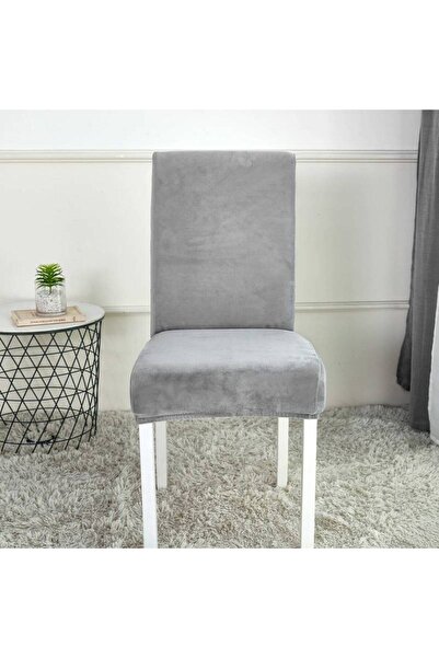 zola Κάλυμμα καρέκλας γενικής χρήσης, ελαστική ταινία, βελούδινο πολυεστέρα, ανοιχτό γκρι