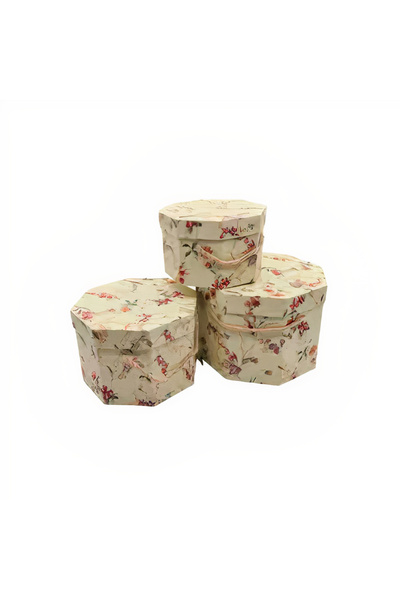 JML1 Hexagon Gift Boxes, 3/set, with string, 22×19.5x17cm, Wholesale