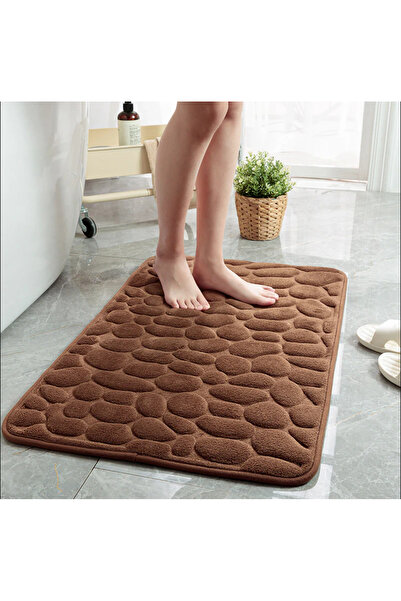 zola 3D patterned bath mat, brown, 58x40 cm, soft texture, non-slip