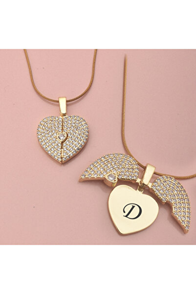 idolavm Sparkling Heart D Harfli Kadın Çelik Kolye Işıldayan Kalp Takı Hediye...