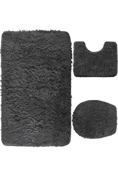 zola Bathroom carpet set, 3 pieces, fluffy, non-slip, 81.5 x 49.5 cm/ 49.5 x 39.5cm/ 41 x 43.7cm