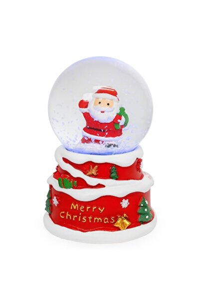 OEM Glob de Craciun luminos cu Mos Craciun, baterii incluse, 7.5 x 5 cm, Alb/...