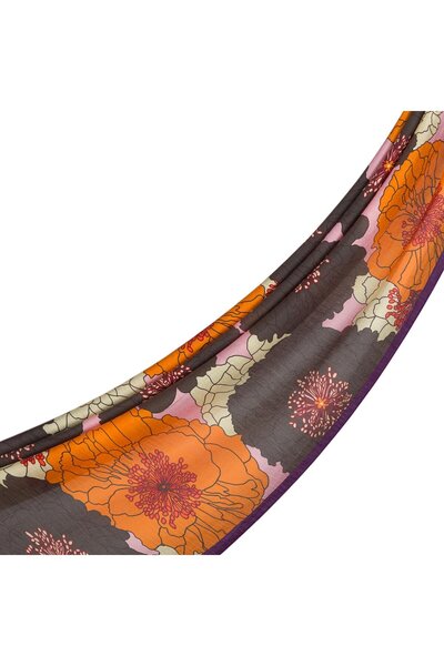 ipekevi Şal Tensoft cu model - Model Coș de Hortensie - Pulbere afumată