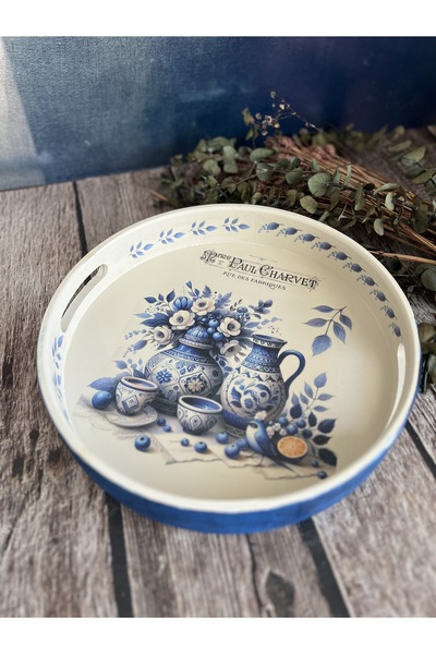 Bypinaryuksel Fincan Desenli Ahşap Tepsi