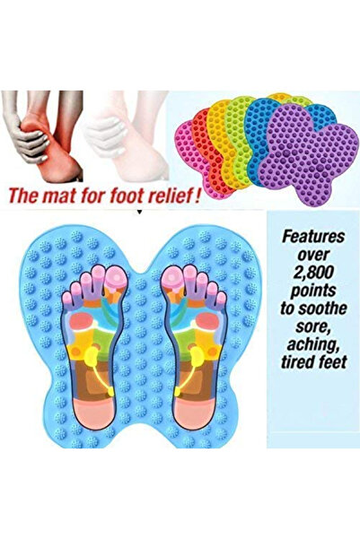 UBX Shower mat, non-slip, for foot massage, plastic, 2800 massage points, 35x36 cm, blue