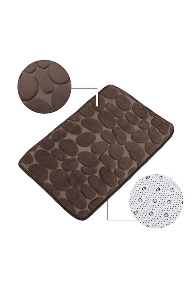 zola 3D patterned bath mat, brown, 58x40 cm, soft texture, non-slip