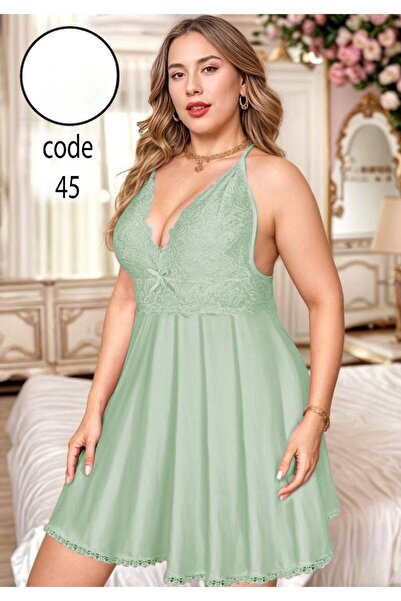 TREN Women's Romantic Lace Babydoll Nightdress Spaghetti Strap Mini Sleepwear Bridal Honeymoon Lingerie